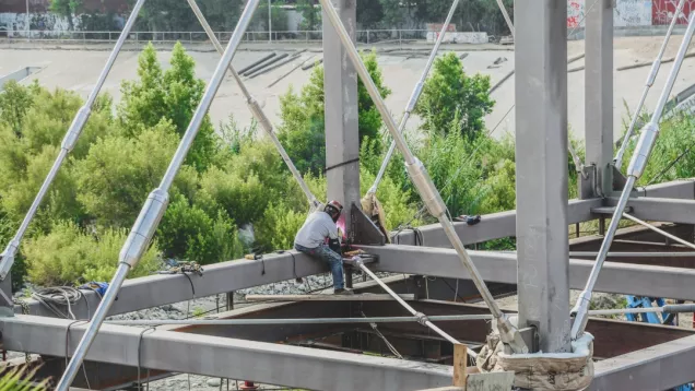 Man working on bridge