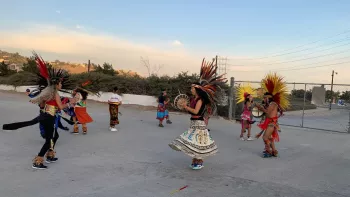 Aztec dancers dancing